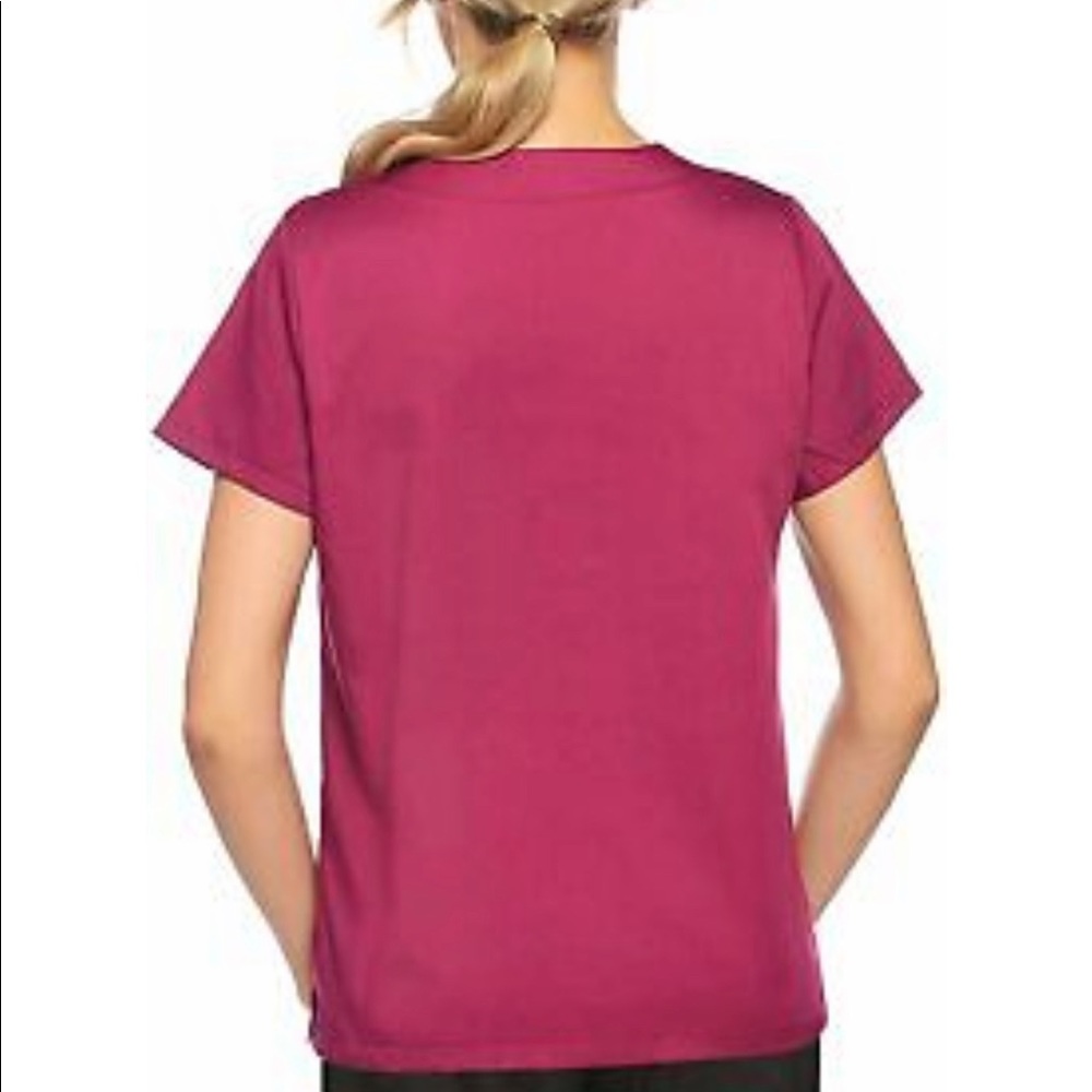 Abollria Workwear Women's V-Neck Scrub Top, Wine Red, Size X-Large